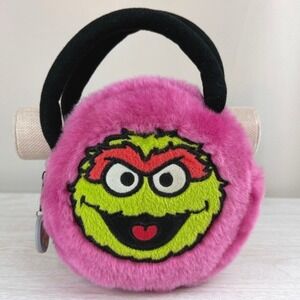 SESAME STREET Y2K Oscar Grouch Purse Fuzzy Pink Charm Soft Twee Harajuku Rave